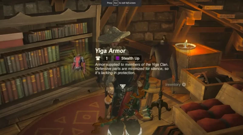 Где найти броню Йига в Zelda: Tears of the Kingdom